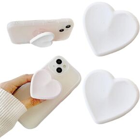 2PCS Heart-Shaped Silicone Mobile Phone Grip Stand,Vilbocr Collapsible Cellphone Finger Grip Holder for Smartphone Tablet Cell Phone Accessory (Pink)