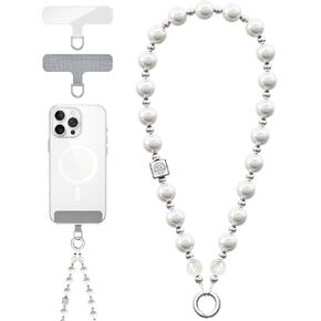Vihibii Phone Charm Wrist Strap with 2* Tether Tab, Cell Phone Lanyard for Women Girls, Fashion Phone Bracelet Strap, Anti-Drop Phone Chain Wristlet, Detachable Pearl Beaded for Phone Case, Purple