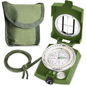Compass Hiking Survival Military Grade for Hiking, Camping, Map Navigation, Showjockey Waterproof Lensatic Tactical Survival Compass with Pouch & Lanyard, Lightweight