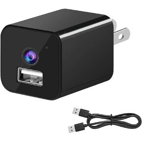 Small Camera Charger HD 1080P Video Recorder with Motion Detection Nanny Cam Indoor Security Camera for Home, No WiFi Required, No Audio