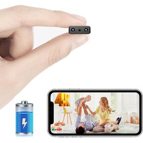 【Free 64G】Smallest Wireless WiFi Battery Camera,Concealed Coin Size Camera,HD4K Portable Video Recording Live Feed for Baby Monitor,Night Vision,Motion Detection,Cloud Storage for Outdoor/Indoor