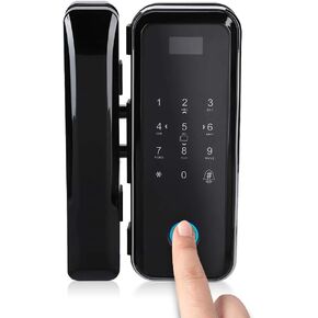 Dioche Fingerprint Keyless Entry Door Lock, Electronic Smart Glass Door Lock Fingerprint Smart Lock Password Door Access Control System Fingerprint/Password/Swipe/Remote Unlock for Home Office