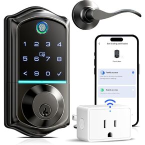 Veise Fingerprint Smart Lock with G1 Gateway, Keyless Entry Front Door Lock Set, App Control, Electronic Digital Keypad Deadbolt
