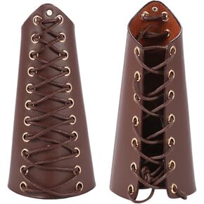 Arm Gurad, Archery Arm Guard Bracer Hunting Shooting Lace-up Leather Armguard(Brown)
