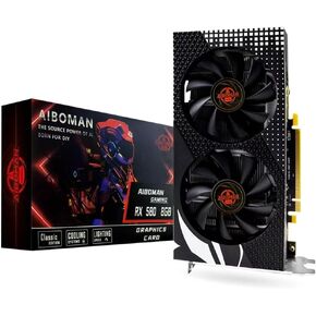 AIBOMAN RX 580 8GB Graphics Card 2048SP GDDR5 256-Bit, PCIe 3.0, Dual DisplayPort + HDMI, Freeze Fan Stop for Desktop PC Gaming GPU Tarjeta Gráfica