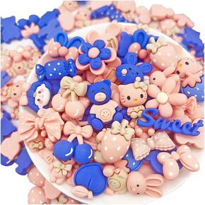 50 Pcs Flatback Cute Resin Slime Charms Bulk for Crafts, Flat Back Mixed Charms for Slime, Slime Charm Bulk for DIY Art Craft Making Kit (Off-white Brown Pink)