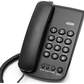 Lativu Corded Landline Phone, Simple Office Telephone Home Phone,Telephone Landline Phones Use for Home/Office -Wall or Desk -Adjustable Ringer Volume, Black