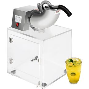 Commercial Snow Cone Machine Electric Shaved Ice Maker Machine 440lbs/hr 110V Stainless Steel Ice Crusher with Dual Blades Acrylic Storage Box for Family Bars Community Home Commercial