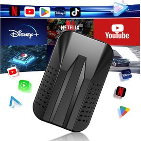 Wireless Carplay & Android Auto Adapter, 2025 Upgrade Carplay Ai Box Support Netflix/YouTube/TikTok/TF Card,Plug&Play, Mirror Link, Easy Setup, for Cars Equipped with OEM Wired CarPlay