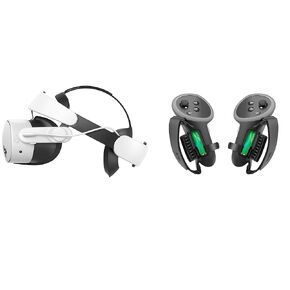 KIWI design Upgraded Comfort Controller Grips Compatible with Meta Quest 3S/Quest 3 Accessories, Hand Straps with Battery Opening and H4 Boost Battery Head Strap Compatible with Meta Quest 3/3S