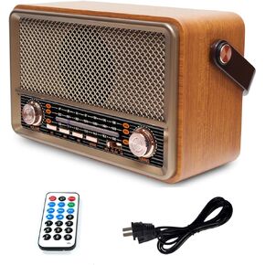 M-511BT Portable Retro Radio FM AM SW, with Bluetooth, Rechargeable Battery, Support TF Card, USB Playing, Stereo Speaker, DSP Radio