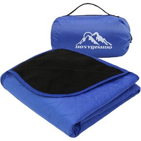 Outdoor Waterproof Camping Blanket, Thermal Insulated Picnic Blanket, Foldable Fleece Stadium Blanket for Outdoor Sports Event, Camping, Picnics, Windproof, Wearable, Black