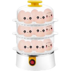 Home Egg Steamer Breakfast Machine Egg Steamer Automatic Power-off Egg Cooker Egg Spoon Machine Breakfast God Small Steamer Chicken(White 3 Tier)