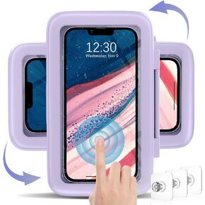 LC-dolida Shower Phone Holder Waterproof 480 Rotation Phone Stand Case Mount for Bathroom Batheub Kitchen Wall Mirro Compatible with iPhone 16 15 14 13 Plus Pro Max XS XR Women Men Gift
