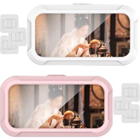 360° Rotatable Retractable Adjustable Shower Phone Case Holder,Pack of 2，Anti-fog HD & sensitive screen ,Wall Mounted Phone Holder for Bathroom Mirror Bathtub Kitchen, for 4-7" Phones, White+Pink
