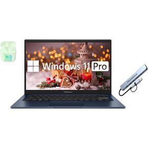 ASUS 14" FHD Vivobook Laptop Computer, 40GB RAM 1.5TB Storage (1TB SSD+512GB Docking Station Set), 6-Core Intel Core i3, Windows 11 Pro with Microsoft Office Home & Business, PLUSERA Earphones