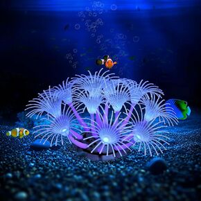 Soft Silicone Glowing Fish Tank Decorations, Aquarium Decoration Plants Glow in The Dark, Aquarium Glowing Kelp Plant, Glowing Artificial Coral Ornament Water Grass for Fish Tank Decor, Blue in Kuwait