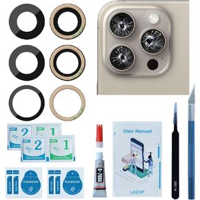 Rear Camera Lens Glass Replacement with Adhesive Pre-Installed Compatible for iPhone 13 Pro / 13 Pro Max (3 Pieces/Set) with Repair Tools and Installation Manual