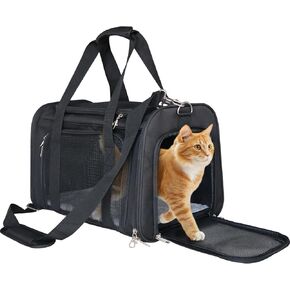 L&W BROS. Double Cat Carrier with Wheels 23.6" L x 15" W x 14.2H Extra Large Cat Carrier for 2 Big Cats Soft Rolling Dog Carrier for Up to 40 Lbs Double-Compartment Foldable Pet Carrier (Gray)