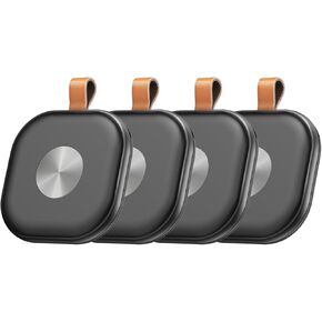 Smart Bluetooth Tracker,Key Finder,Item Locator Works with Apple Find My (iOS Only),Tracking Tag for Luggage,Keys,Bags,Wallets, Anti-Lost without monthly fees,Replaceable Battery-4 PACK (Black 4-pack)