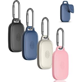 [4 Pack] Silicome Case for Tile Pro 2024, Waterproof Tile Pro Holder Full Body Protective Cover Compatible with Life360 Pro Tile Tracker with Keychain (Black/Off White/Blue/Pink)