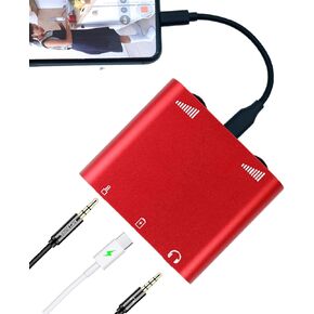 Video streaming,Twitch streaming equipment with Charging Port,Play Lightning to Audio/Mic Adapter,Real-Time Monitoring&Stereo Sound,Compatible with iPhone/Android/PC for Twitch,YouTube,TikTok (red)