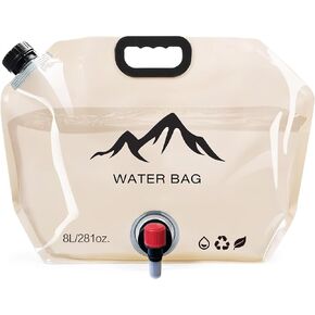 Collapsible Water Container with Spigot, 2.1 Gallon (8L) BPA-Free Portable Water Bladder – Leakproof Foldable Jug for Camping, Emergency Storage, Hiking & Outdoor Travel