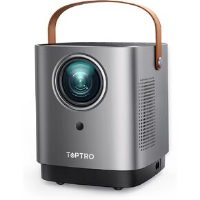 [Unique Handle Design] 2025 Upgrade Mini Projector with 5G WiFi and Bluetooth, TOPTRO Portable 1080P Projector with Touch Screen, Dual 6W Speakers, Zoom Function, Movie Projector for iOS/Android/PS5