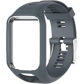 MOTONG Silicone Replacement Band for Tomtom Adventurer,Tomtom Golfer 2,Tomtom Runner 2,Tomtom Runner 3,Tomtom Spark,Tomtom Spark 3 (Silicone Gray)