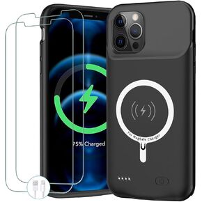 Battery Case for iPhone 12 Pro Max,10800mAh Portable Protective Charging Case with Wireless Charging Compatible with iPhone 12 Pro Max (6.7inch) Extended Battery Pack Charger Case with Carplay (Black)