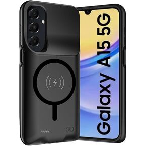 Battery Case for Galaxy A15, [Upgraded] 10000mAh Rechargeable Portable Charging Case with Wireless Charging Compatible for Galaxy A15 (6.5 inch) with Carplay Extended Battery Pack Charger Case (Black)