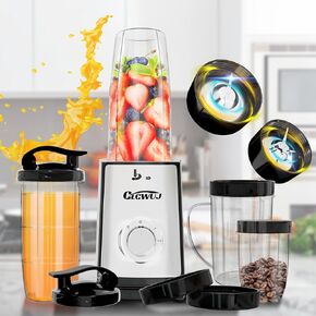 Smoothie Blender, Personal Blender for Shakes and Smoothies,12Pcs Coffee Grinder and Countertop Blenders Combo for Kitchen, Portable Smoothie Blenders with 10oz/17oz x2/23oz Cups (BLACK)