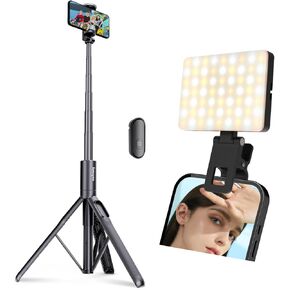 Sensyne 60" Phone Tripod Bundle with Selfie Light, Rechargeable LED Fill Light Compatible with Cellphone, iPad, Laptop, Tablet for Selfies, TikTok, Live Streaming, Video Conference, Photography, Zoom