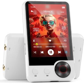 128GB MP3 Player with Boosted Bluetooth 5.3, Music Player Features HD Speaker, 2.4" Touchscreen, Expandable SD Card Slot, Dual Headphone Ports, Supports FM Radio, Voice Recorder, E-Book, and More