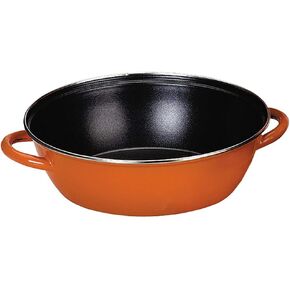 IBILI Deep Frying pan New Handles 36 cm of Enamelled Steel, Orange/Black, 36 x 36 x 11 cm