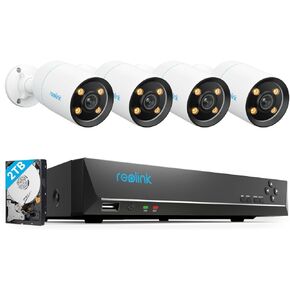 REOLINK CX810-4K PoE Security Camera Outdoor with F1.0 Aperture, 4K 8CH Network Video Recorder, 2× CX810 with 1x RLN8-410 (Built-in 2TB HDD) Video Recorder