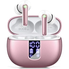 Ear Buds Wireless Earbuds - Bluetooth 5.3 Headphones (48H Playback) Built in Mic with LED Display Charging Case, IP7 Waterproof Earphone for iPhone Andriod Phones Laptop Sports Workout - Black