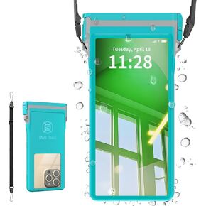 Large Floating Waterproof Phone Case with Lanyard for Snorkeling & Diving - Underwater Phone Pouch Compatible with i-Phone 16/15/14 Pro Max, Galaxy All Series, Beach and Pool Water Park (Pink)