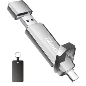 512G External Portable SSD USB Solid State Drive, Up to 1000MB/s USB 3.2 Gen 2 Solid State, Type C + A Dual Drive for Phone/Android Laptops/Windows/Mac, Silver
