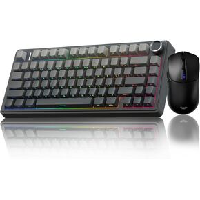AULA Wireless Keyboard and Mouse Combo, F75 Pro Mechanical Keyboard, 75% Gasket Hot Swappable, SC580 Wireless Gaming Mouse, Black