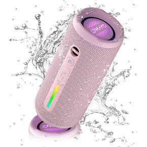OHAYO Portable Bluetooth Speaker - IPX7 Waterproof, Wireless Stereo Pairing, 25-Hour Playtime, 24W Loud Sound, Bluetooth 5.3, Bass Boost, LED Lights, for Home/Shower/Outdoor/Beach/Travel, Gift Ideas