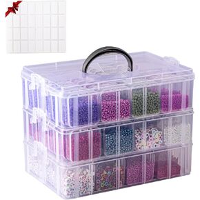 VTG Bead Organizer Box, 84 Pcs Small Bead Organizers, 3-Tier Bead Storage Containers Portable Bead Organizer and Storage Box Stackable Plastic Cases for Bracelet Making DIY Jewelry Nail Charms