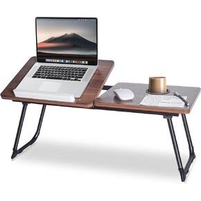 28.7" Foldable & Adjustable Laptop Bed Tray Table - Extra Large Portable Lap Desk with Phone Holder & Cup Holder, Lightweight & Sturdy for Working, Eating, Reading, Writing in Bed, Couch, Floor