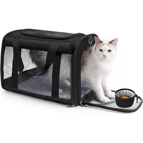 TWDEPART Cat Carrier Backpack - Durable, Ventilated & Foldable with Roll-Up Shade, Includes Free Collapsible Bowl & Cushion for Stress-Free Travel (Grey)