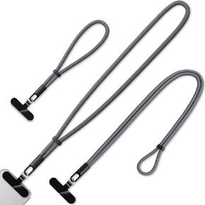 2 Pack Phone Lanyard,2×Phone Wrist Strap,4×Tether Tabs,Universal Cell Phone Multifuctional Patch Polyester Lanyards,Cell Phone Hand Strap for Women and Men(wine+light camel)