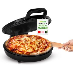 NutriChef Countertop Pizza Maker | 1500W Non-Stick Electric Pizza Cooker | Make 12" Personal Pizzas, Eggs, Toast & More | Cool-Touch Handles, Compact & Space-Saving | Temp Range 175-400°F | Black