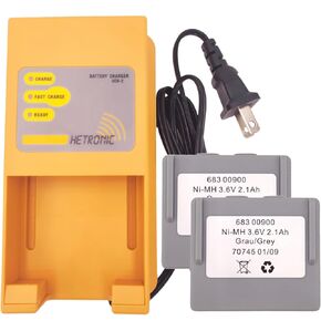 (1*Charger + 2*Battery) UCH-2 Battery Charger (Input 90-270VAC Out 300/780mA) with 3.6 Volt 683 00900 Battery for Hetronic 68300900 Battery + Charger (US Plug)
