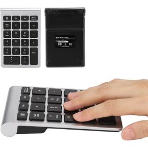 KIMISS 22-Keys Wireless Number Pads, Wireless Mini Keyboard RF304-22 Keys Numeric Keypad, USB 2.4G with Receiver, Portable Lighted Number Pad for Laptop and Practice (Silver Black Color)