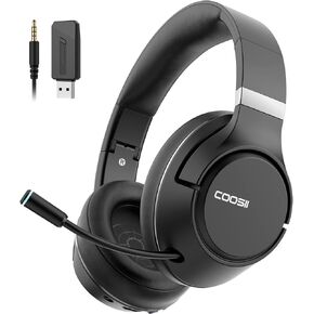 Wireless Bluetooth Headsets with Microphone for Computer, Headphone Foldable Over Ear Soft 40H with Retractable Mic, USB Dongle for PS5 PS4 PC Cellphone Laptop