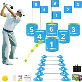 Golf Yard Bucket Games, 9 Holes Bucket Backyard Golf Game Set with Golf Flags for Adults & Kids Indoor Outdoor, Golf Practice Gift for Backyard, Park, Beach, Lawn